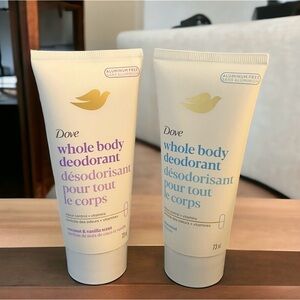 NEW Dove Whole Body Deodorant Cream Aluminum Free Deodorant for Women Set of 2